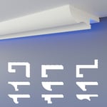 Profilé de joint d'ombre led Moulures, éclairage indirect xps Polystyrene Plafond sec: 30.6 mètres / 18 baguettes, HLED-22 - 134x37 mm (de) - Heximo