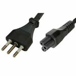 2M ITALIAN MAINS PLUG TO C5 CLOVER LEAF" SOCKET CABLE"