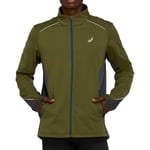 Asics Lite-Show Winter Mens Running Jacket Green Run Hi Vis Reflective Full Zip