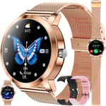 Montre Connectée Femme Avec Appel Bluetooth,1,09"" Smartwatch Avec 123 Modes Sportifs Ip68 Étanche,Sommeil,Fréquence Cardiaque,Spo2,Tracker D'activité,Smart Watch Pour Ios Android (Or)