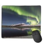 Aurora Borealis Iceland Gaming Mouse Pad Non-slip Rubber base Durable Stitched Edges Mousepads Compatible with Laser and Optical Mice for Gaming Office Working