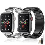 baklon Compatible avec Bracelet Apple Watch 42/44/45/49mm en Acier Inoxydable Metal pour Bracelet iWatch Series Ultra2/Ultra/SE2/SE/9 8 7 6 5 4 3 2 1 Noir r Argent