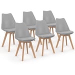 Lot de 6 chaises scandinaves sara gris clair pour salle à manger