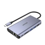 UNITEK HUB USB HUB 8-w-1 USB-C 3.1; HDMI; VGA; RJ45; SD; PD 100W; D1019B