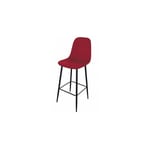 Urban Living - Tabouret de Bar Métal Noir et Assise Velours Rouge Bordeaux