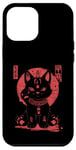 Coque pour iPhone 12 Pro Max Chat Maneki-Neko en colère porte-bonheur avec art japonais Kanji