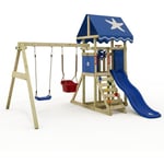 Wickey - Aire de jeux DinkyStar pour petits enfants avec toboggan et balançoire pour enfants, balançoire bébé avec ceintures de sécurité, 10 ans de