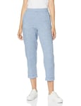 Amazon Brand - MERAKI Women's Linen Blend Chambray Cropped Trousers, Blue (Blue), 10, Label:S