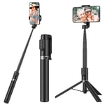 yoozon Flexible Selfie Stick Tripod, 1.2m Extendable & Compact Selfie Stick or Phone Tripod with Wireless Remote, Fits for iPhone/Samsung/Huawei/Xiaomi for Video Call or Photography or Recording