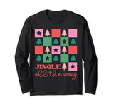 Christmas Jingle All The Way Xmas Holiday Checkered Stars Long Sleeve T-Shirt