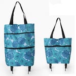 Blue Flower Shopping Bag with Wheels  Grocery Cart Trolley Bags  Supermarket