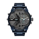 Diesel Mr. Daddy Montre pour Homme, Mouvement Multifonctionnel avec Bracelet en Silicone, Acier Inoxydable ou Cuir, Bleu et Graphite, 57mm