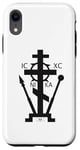 Coque pour iPhone XR Croix orthodoxe noire à 3 barres sur Golgotha