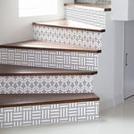 Stickers adhésifs escalier carrelages | Sticker Autocollant contremarche Carreaux de ciment – Stickers contremarche carrelages | Escalier carreaux de ciment adhésif - azulejos – 15 x 105 cm - 6 bandes