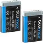 NB-13L NB13L Lot de 2 batteries de rechange avec info-puce 1250 mAh 3,6 V Compatible avec Canon PowerShot SX620 SX720 SX730 SX740 G1 X Mark III G5 X G7 X G9 X et G7 X Mark II