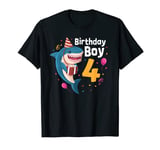 Shark Birthday Boy I'm 4 Fourth Birthday Party T-Shirt