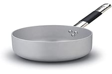 Pentole Agnelli Ligne Aluminium Induction Casserole, Fond à Induction avec 1 Manche Cool Basse 20 cm Argent