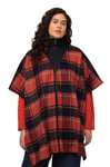 Ulla Popken Poncho, Kariert mit Druckknöpfen Vestes d'intérieur, Orange/Rouge, 44-50 Femme