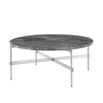 Gubi - TS Coffee Table - Round, Ø80 Polished Steel Base, Table Top Grey Emperador Marble - Sidobord - GamFratesi - Grå - Metall/Sten