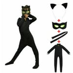 Cosplay Cat Noir Barn Bodysuit Svart Katt Halloween Set W XL- Perfekt XL