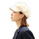 QB Femmes béret Chapeau Coton Chanvre Printemps Mince Couleur Unie Casquette Hommes rétro Simple Mode étudiant Chapeaux-Beige, 56-58Cm