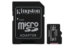 KINGSTON 64GB MICSDXC CANVAS SELECT PLUS 100R THREE PACK + SINGLE ADAPTER (SDCS2/64GB-3P1A)