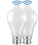 LED Motion Sensor Light Bulbs 12W 6000K Auto On/Off Night Lamp - 2 Pack