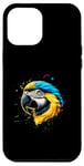 Coque pour iPhone 12 Pro Max Bleu Jaune Macaw Face T-Shirt Aquarelle Macaw