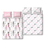 Character World Barbie Official Double Childs Duvet Cover Set | Figures Design Reversible 2 Sided Teens Bedding Including Matching Pillow Cases | Polyester Double Quilt Cover, Pink