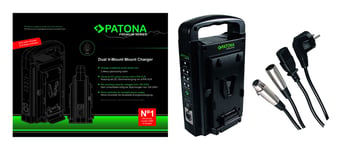 Patona Dual V-Mount Lader for Sony BP-95W BP-GL65 BP-190WS inklusiv 4-Pin XLR cable 150601681