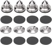 Brollitest Lot de 4 pointes de haut-parleur réglables en hauteur en acier inoxydable HiFi Pieds absorbeurs Pieds de haut-parleur Amortisseur Pied pour platine de basses Amplificateur CD DVD Argenté