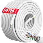 Cable Ethernet 20m Blindé, RJ45 Câble 20m Exterieur Intérieur, Câble Réseau 20m Haut Debi Fiber Bobine - AWG23, FTP PIMF CCA, Anti-Interférence, Lgnifuge, Exterieur Etanche, Gigabit CAT 6 (20 mètres)