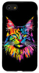 Coque pour iPhone SE (2020) / 7 / 8 Maine Coon Chat Couleurs Arc-en-ciel Colorées Maine-Coon