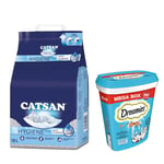 18 l Catsan Kattströ + 2 x 350 g Dreamies kattgodis till sparpris! - Hygiene plus kattsand + kattgodis med lax