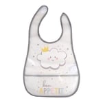 Bébé Douceur, Bavoir Scratch Plastique avec Poche Récupérateur 45 x 28 cm Nuage Essen'Ciel