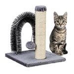 relaxdays Arche pour Chat avec griffoir, 2 en 1, Arbre en sisal, Soin du Pelage et Jeu, Arc de Massage, 37x30x30, Gris