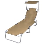 Transat Chaise Longue Bain De Soleil Lit De Jardin Terrasse Meuble D'extérieur Pliable Avec Auvent Acier Taupe Helloshop26 02_0012813