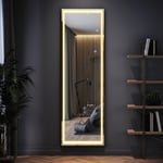 Large Full Length Wall Mirror With LED Lights Floor Standing Modern Furniture