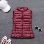 WEIYYY Printemps Automne Femmes 90%   vers Le Bas Gilet Gilet Doux Chaud Mince Ultra léger Gilet Veste Femme Gilet Portable Manteau, Bordeaux, L