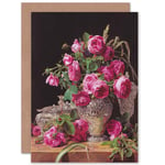 Painting Still Life Waldmuller Roses Greetings Card Plus Envelope Blank inside