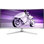 Philips Evnia 34M2C8600 - Moniteur de Jeu incurvé OLED WQHD de 34 Pouces, 175 Hz, Ambiglow, HDR400, FreeSync Premium Pro, G-Sync Comp.(3440x1440, 0,1 ms GtG,HDMI,DisplayPort,USB-C,Hub USB) Gris/Blanc