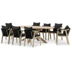 Set de repas table oval 220x115 et 8 chaises en corde noire - Siena & Zanzibar