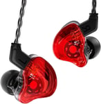 Ccz Melody In-Ear-Monitors Hybrid 1Ba 1Dd Hifi Ecouteur Basses Profondes Ecouteurs Intra-Auriculaires Legers Iem Avec Cable 4N Ofc Pour Musicien/Batteur/Bassiste(Rouge,Sans Micro)