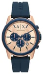 Armani Exchange AX1730 Rose Gold Dial | Blue Silicone Strap Watch