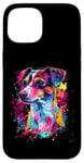 Coque pour iPhone 15 Les amoureux du pop art coloré Jack Russell Terrier