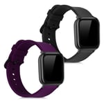 kwmobile Watch Bands Compatible with Huami Amazfit GTS/GTS 2 / GTS 2e / GTS 3 - Straps Set of 2 Replacement Silicone Band - Black/Violet