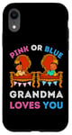 Coque pour iPhone XR Rose ou bleu Grandma Loves You sexe révéler maman fête prénatale