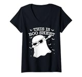 Womens This Is Boo Sheet Halloween Ghost Costumes Men Women Couples V-Neck T-Shirt