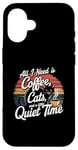 Coque pour iPhone 16 Drôle rétro parfait pour les amateurs de chat et de café