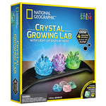 National Geographic Crystal Growing Kit for Kids - Educational Science Kits for Kids Age 8+ with 3 Crystals, 4 Genuine Gemstones and Light-Up Base | STEM Gifts for 8+ Year Old Boys and Girls